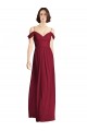 Best Off the Shoulder Long Chiffon Bridesmaid Dress with Pleated Sleeves UK