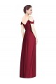 Best Off the Shoulder Long Chiffon Bridesmaid Dress with Pleated Sleeves UK