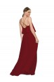 Best Long Chiffon Bridesmaid Dress with Slim Straps and Open Back UK