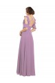 Best Long Chiffon Bridesmaids Dress with Flounced Sleeve Detail and Criss Cross Back UK