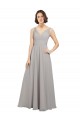Best Twist Shouder Full Chiffon Bridesmaids Dress with V-Neckline and V-Back UK