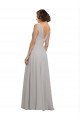 Best Twist Shouder Full Chiffon Bridesmaids Dress with V-Neckline and V-Back UK