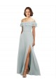 Best Luxe Chiffon Bridesmaids Dress with Off the Shoulder Flounced Neckline UK