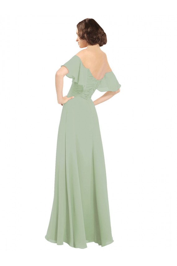 Best Boho Chic Chiffon Bridesmaids Dress with Off the Shoulder Neckline UK