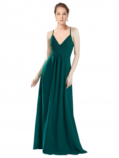 Best Sexy Chiffon Bridesmaid Dress with Deep V-Neckline UK