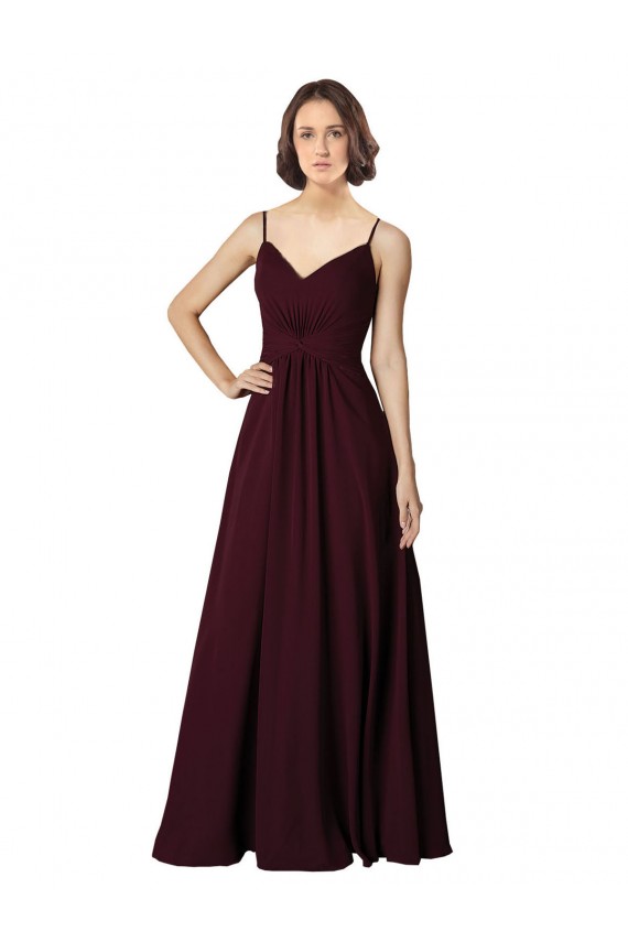Best V-Neck Chiffon Bridesmaid Dress with Twist Front Bodice UK