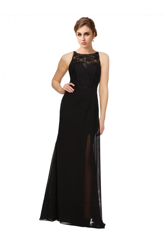 Best Sheath Beaded and Embroidered Bridesmaids Dress with Lace Bodice and Chiffon Skirt UK