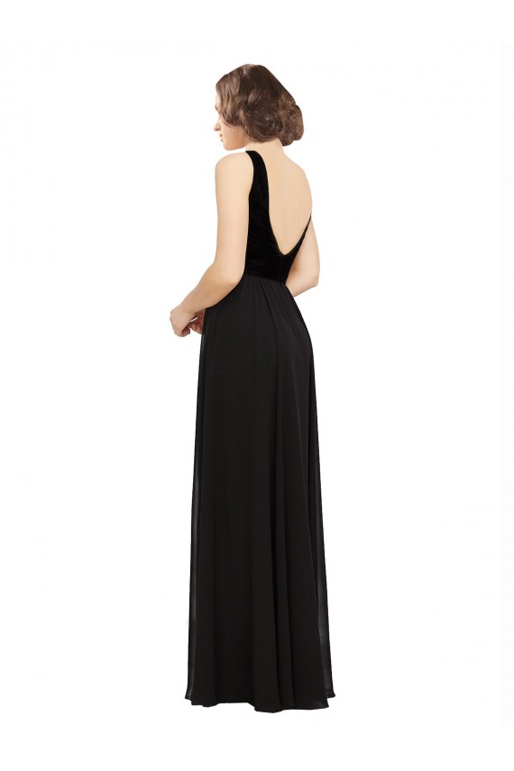 Best Stretch Velvet and Chiffon Bridesmaids Dress with V-Neckline UK