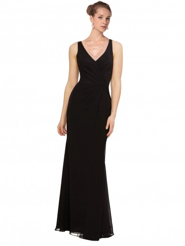 Best Open V-Back Chiffon Bridesmaids Dress with V-Neckine UK