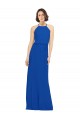 Best Long Jewel Neckline Chiffon Bridesmaids Dress wit Chiffon Tie Sash UK