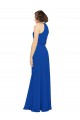Best Long Jewel Neckline Chiffon Bridesmaids Dress wit Chiffon Tie Sash UK