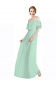 Best Spaghetti Straps Long Chiffon Off-The-Shoulder Bridesmaid Dress with Double Flounce Sleeves UK