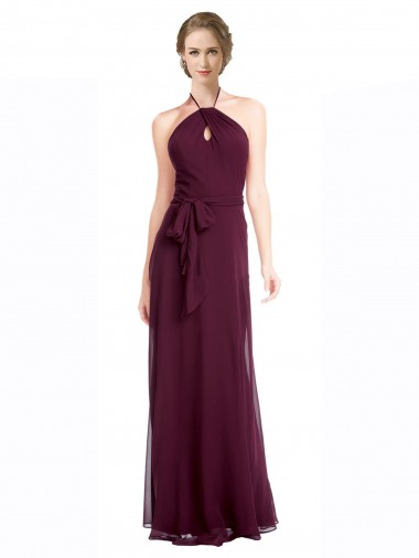 Best Full Length Chiffon Bridesmaid Dress with Halter Top UK