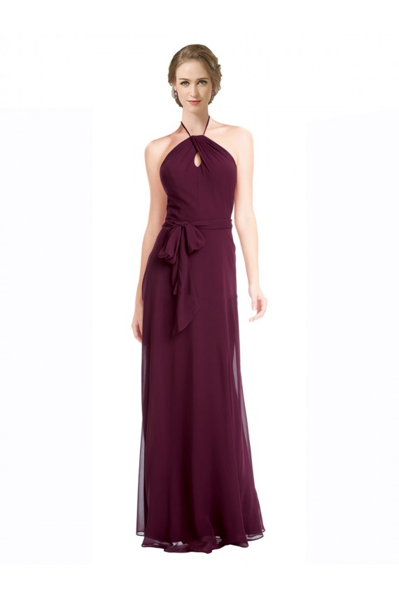 Best Full Length Chiffon Bridesmaid Dress with Halter Top UK