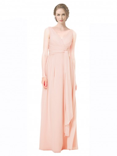 Best Full Length Chiffon Bridesmaid Dress with V-Front and Back UK