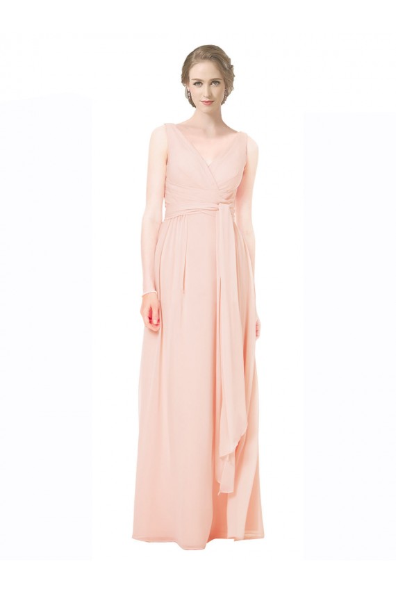 Best Full Length Chiffon Bridesmaid Dress with V-Front and Back UK