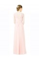 Best Long Chiffon Sleeveless Bridesmaid Dress with Sheer Illusion Top and V-Back UK