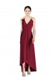 Best Draped V-Neck High Low Chiffon Bridesmaid Dress UK