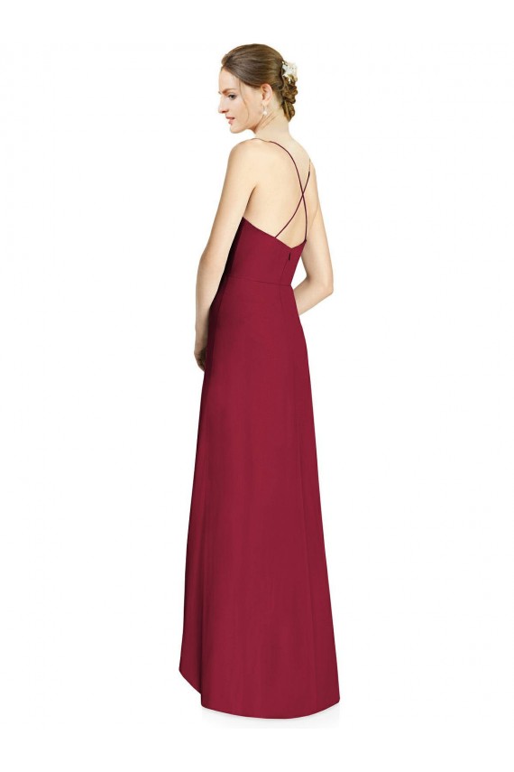 Best Draped V-Neck High Low Chiffon Bridesmaid Dress UK