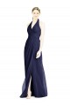 Best V-Neck Halter Chiffon Bridesmaid Dress with Side Front Slit UK