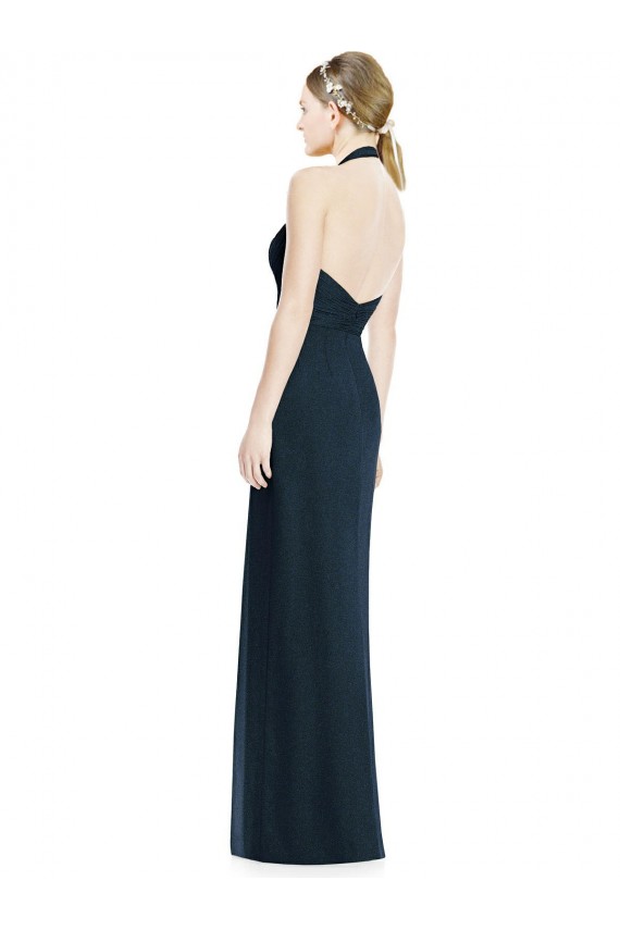 Best V-Neck Halter Chiffon Bridesmaid Dress with Side Front Slit UK