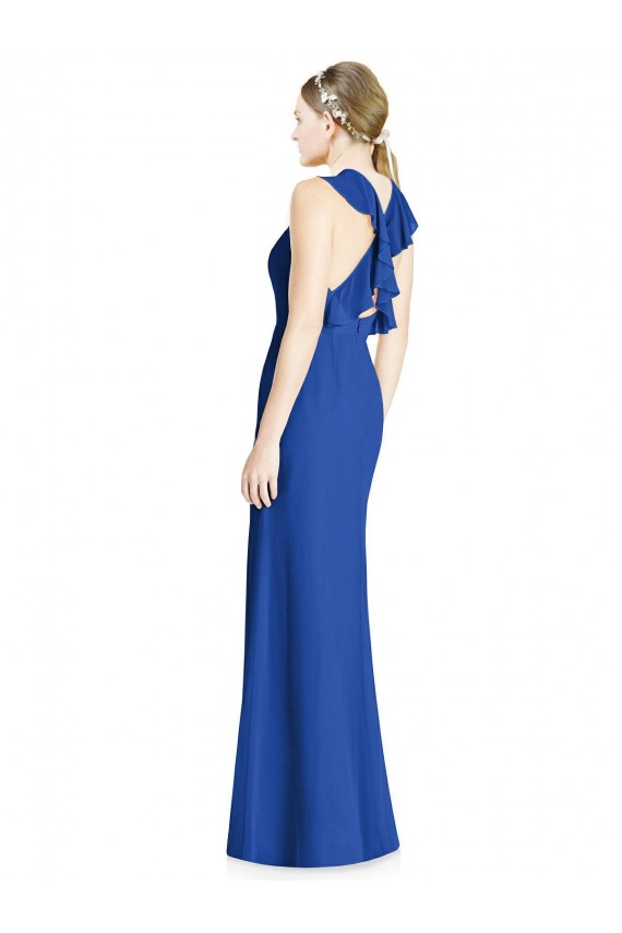 Best Criss Cross Low Back Halter Chiffon Bridesmaid Dress UK