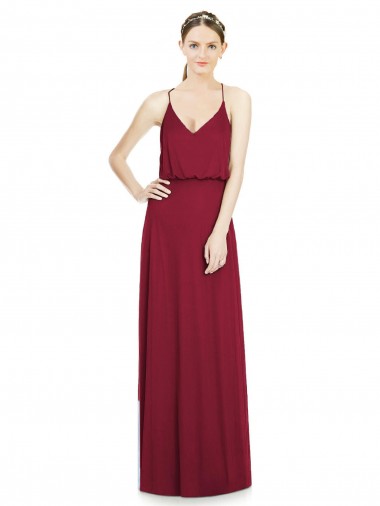 Best Full Length V-Neck A-Line Chiffon Boho Bridesmaid Dress UK