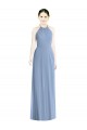 Best Halter Neck Tie Back Long Chiffon Bridesmaid Dress UK