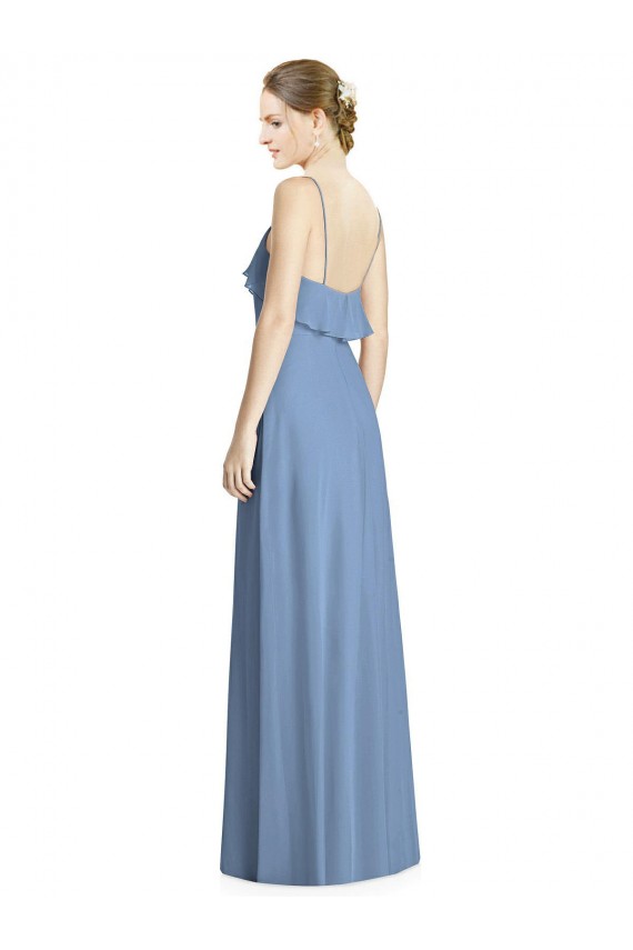 Best Deep Open Back Long Chiffon V-Neck Bridesmaid Dress UK