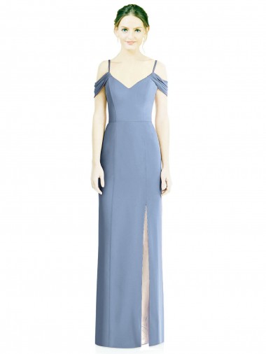 Best Draped Cold Shoulder Sweetheart Long Chiffon Formal Bridesmaid Dress UK