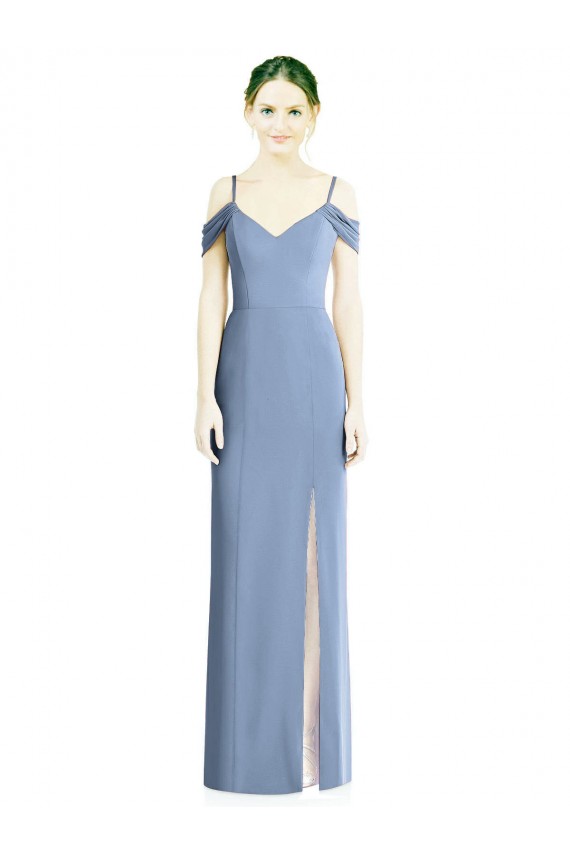 Best Draped Cold Shoulder Sweetheart Long Chiffon Formal Bridesmaid Dress UK