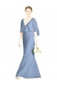 Best V-Back Trumpet Chiffon Bridesmaid Dress with Draped Cape Overlay UK