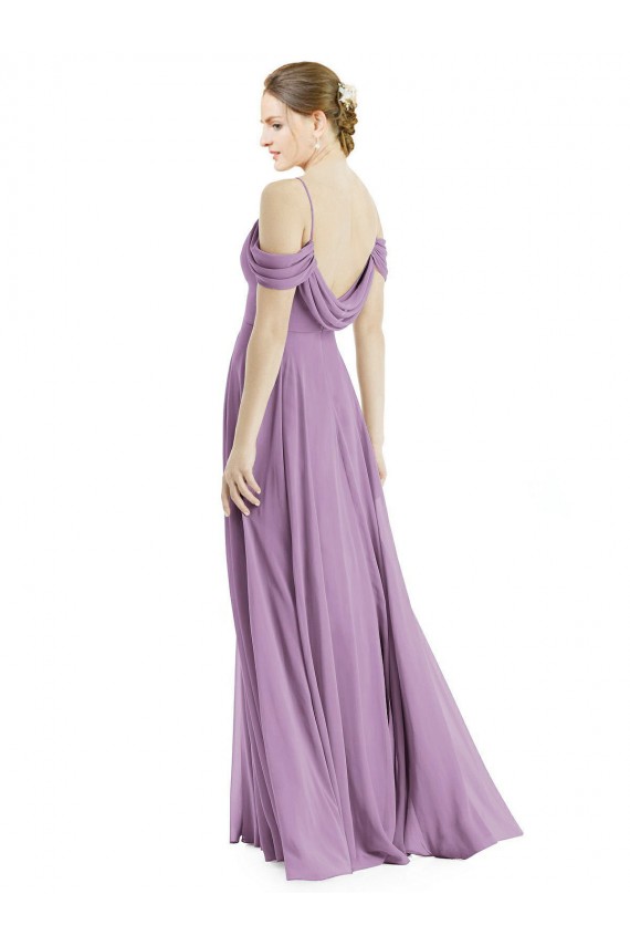 Best Off the Shoulder Open Cowl-Back Maxi Bridesmaid Dress UK