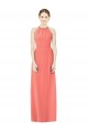 Best Open Back Shirred Halter Chiffon Bridesmaid Dress UK