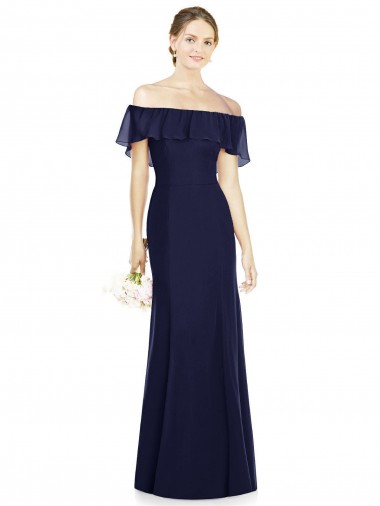 Best Off the Shoulder Full-Length Trumpet Chiffon Bridesmaid Dress UK