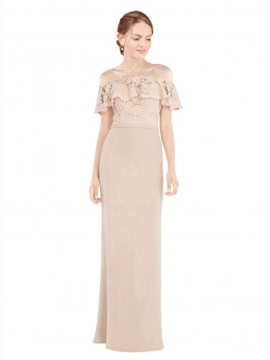 Best Off the Shoulder Sleeves Sheath Chiffon Bridesmaid Dress / Prom Dress UK