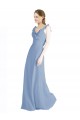 Best Fluted Chiffon Wrap Bridesmaid Dress with Ruffles V-Neck UK