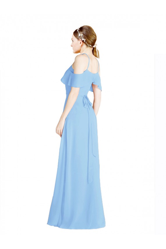 Best Halter Frill Cold Shoulder A-Line Chiffon Bridesmaid Dress UK