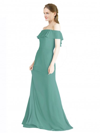 Best Off the Shoulder Bohemian Chiffon Bridesmaid Dress UK