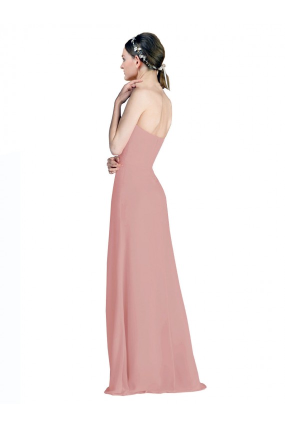 Best Daped A-Line Chiffon Bridesmaid Dress with Pleated Sweetheart Bodice UK