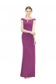 Best Full Length Long Chiffon Bridesmaid Dress with Boat Neck UK