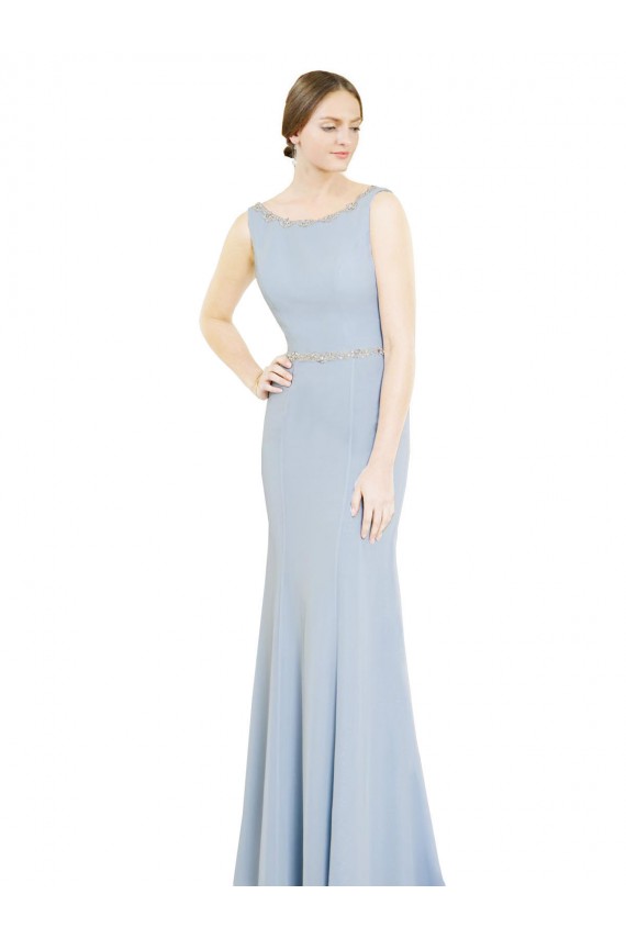 Best Full Length Chiffon Bridesmaid Dress with Sparkly Neckline and Belt UK