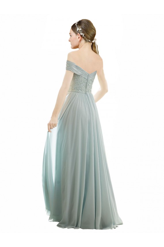 Best Romantic Bridesmaid Dress with Embroidered Off the Shoulder Bodice UK