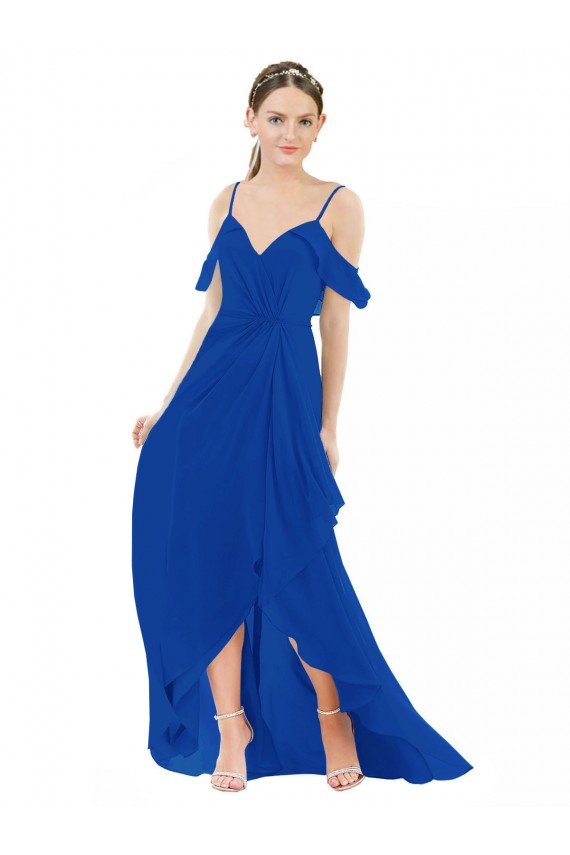 Best High Low Boho Bridesmaid Dress with Cold Shoulder Sleeves UK