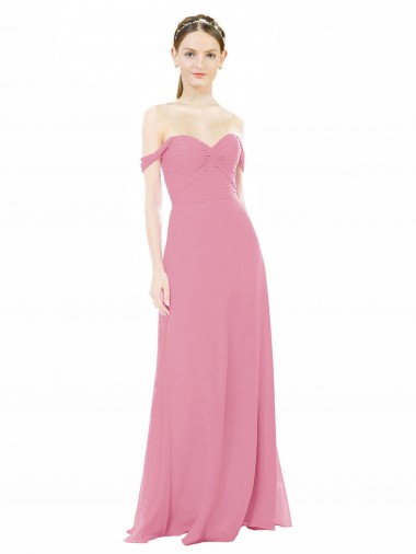 Best Fitted Sweetheart Bodice Chiffon Bridesmaid Dress with Draped Cap Sleeves UK
