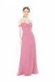 Best Fitted Sweetheart Bodice Chiffon Bridesmaid Dress with Draped Cap Sleeves UK