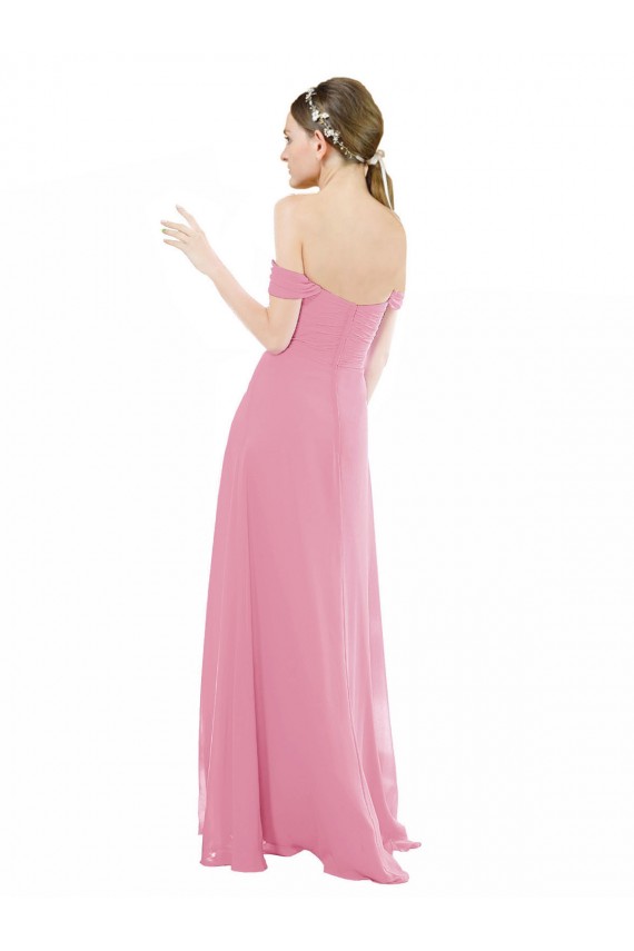 Best Fitted Sweetheart Bodice Chiffon Bridesmaid Dress with Draped Cap Sleeves UK