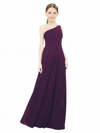 Best One Shoulder Chiffon Bridesmaid Dress with Draped Bodice UK