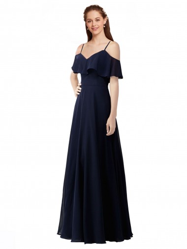 Best Chiffon Bridesmaids Dress with Off the Shoulder Ruffle Detail UK
