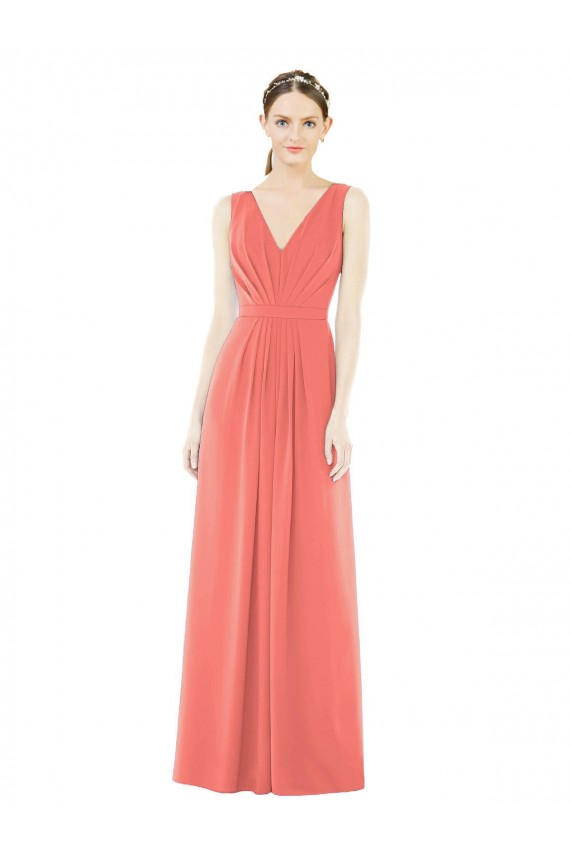Best V-Neck V-Back Sleeveless Chiffon Bridesmaid Dress UK
